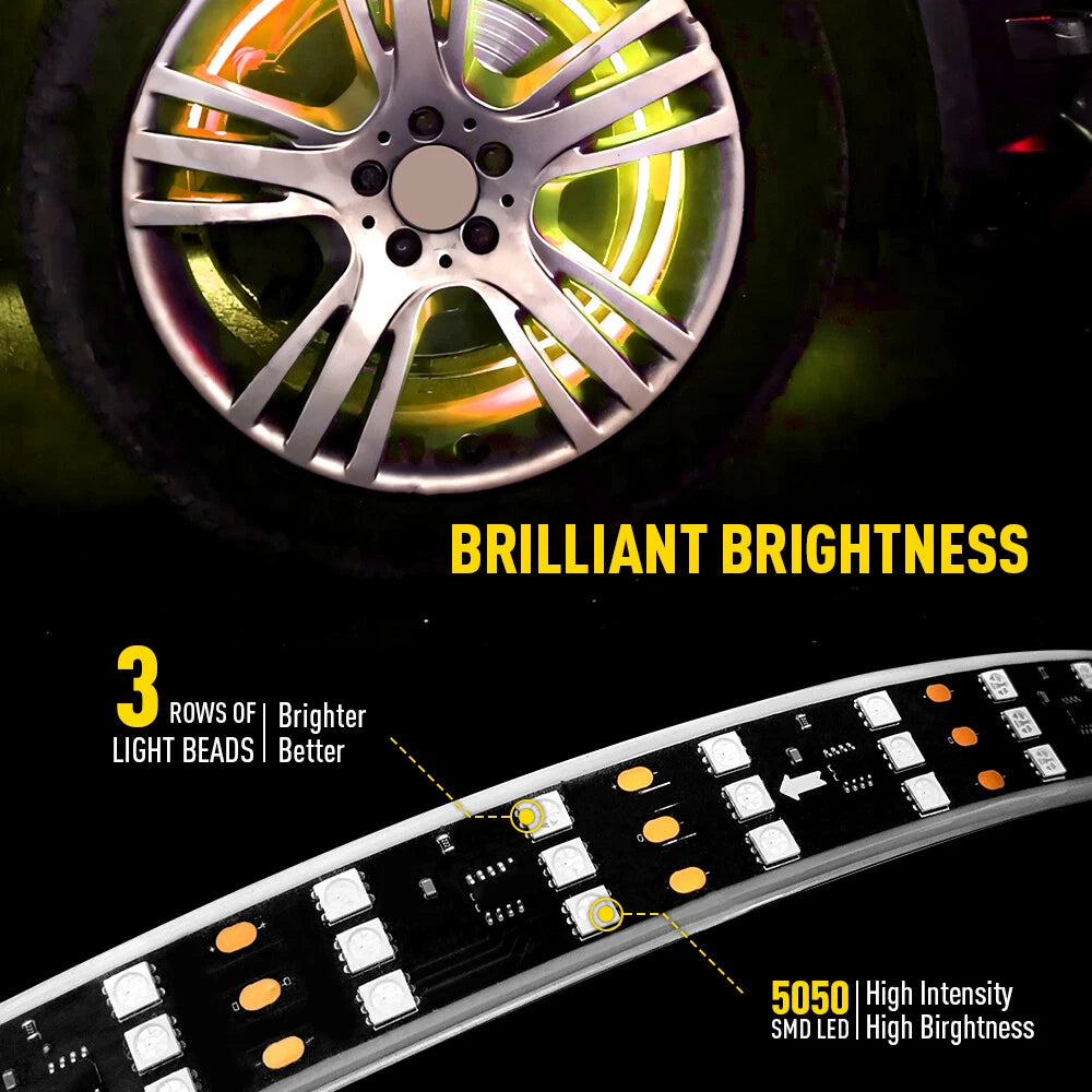 Set of 4 Multi-color RGB LED Wheel Rings for Car Truck