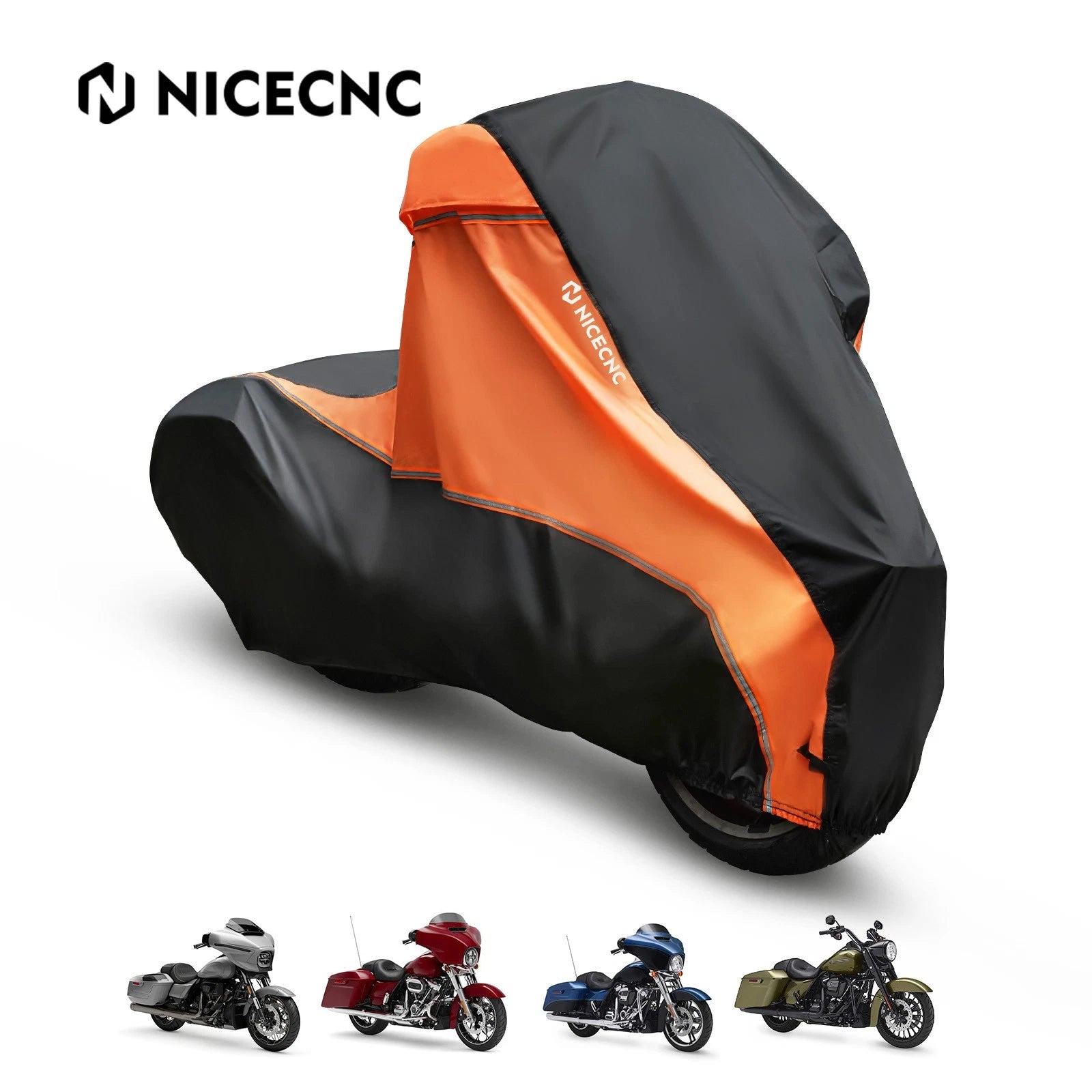 420D Waterproof Motorcycle Cover for Harley (107"x 43"x 55")