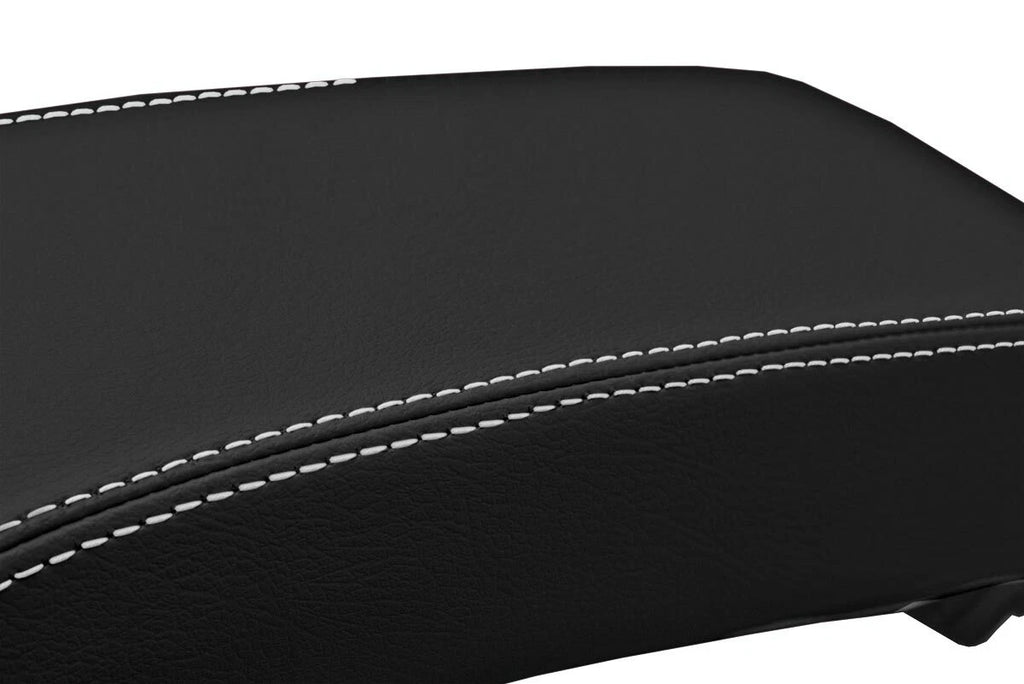 Leather Console Lid Armrest Cover for Dodge Journey (2009–2010) White Stitch