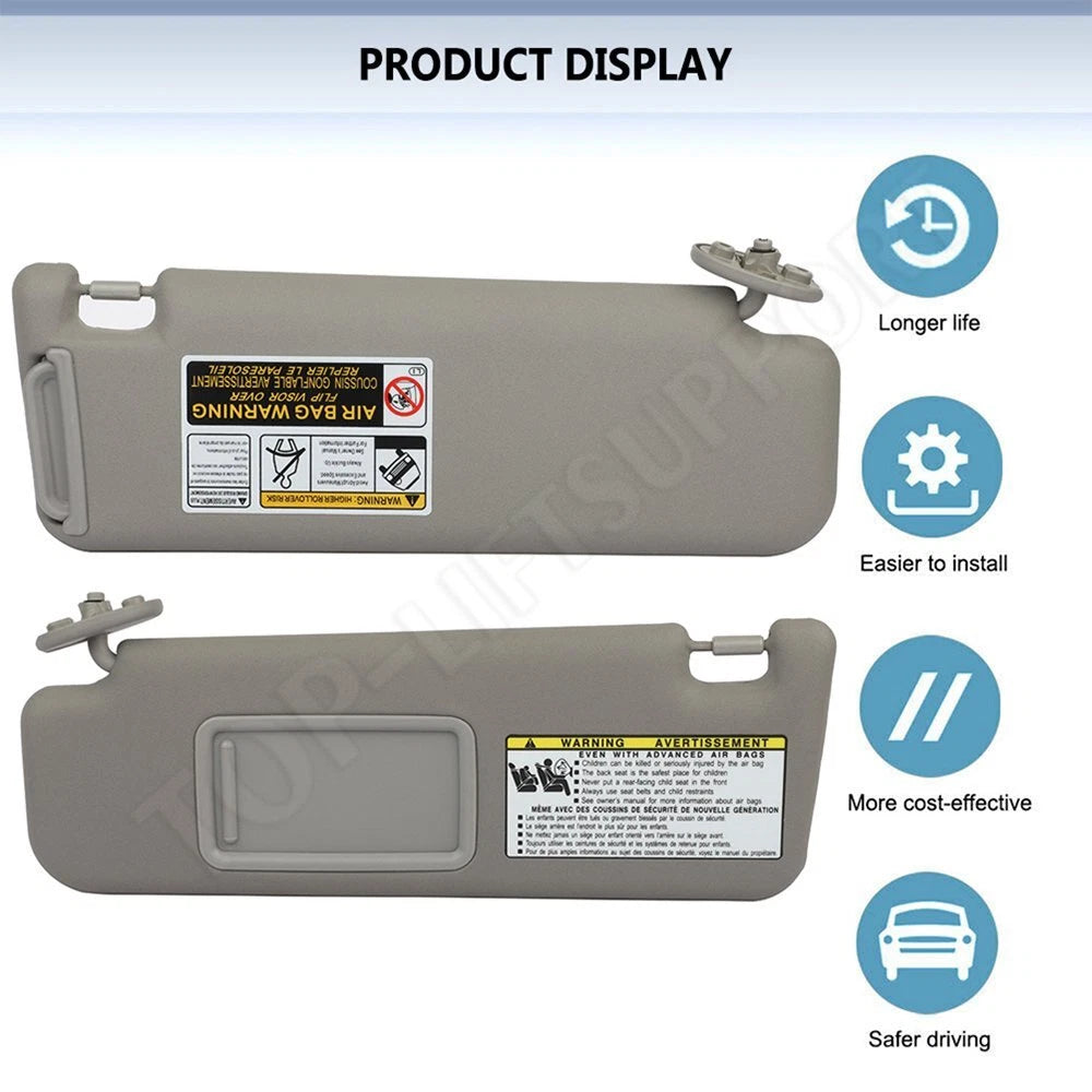 Left Driver Sun Visor for Toyota 4Runner (2004–2008) Gray