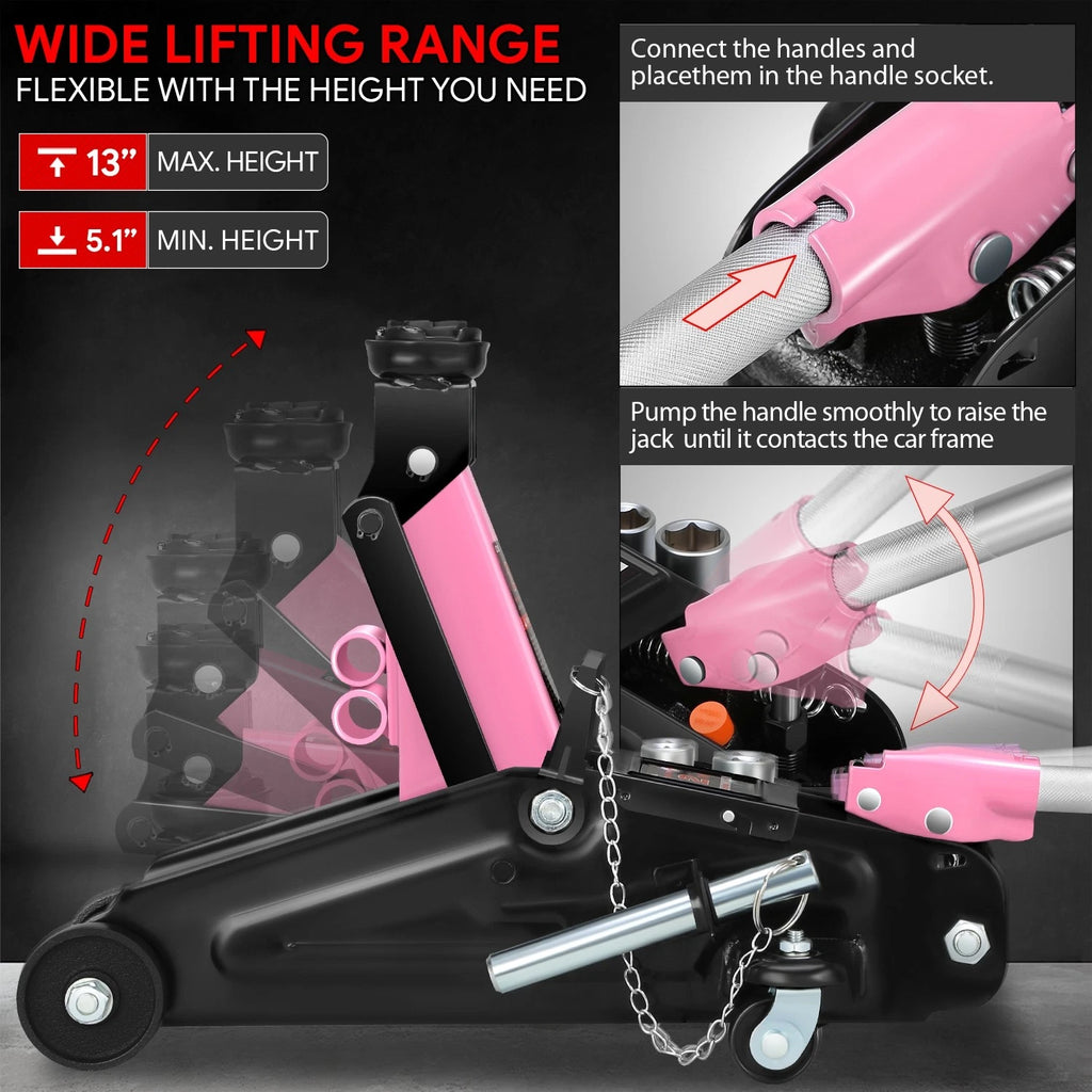 Hydraulic Floor Jack 4000lbs Capacity with Swivel Casters (5.1-13in)