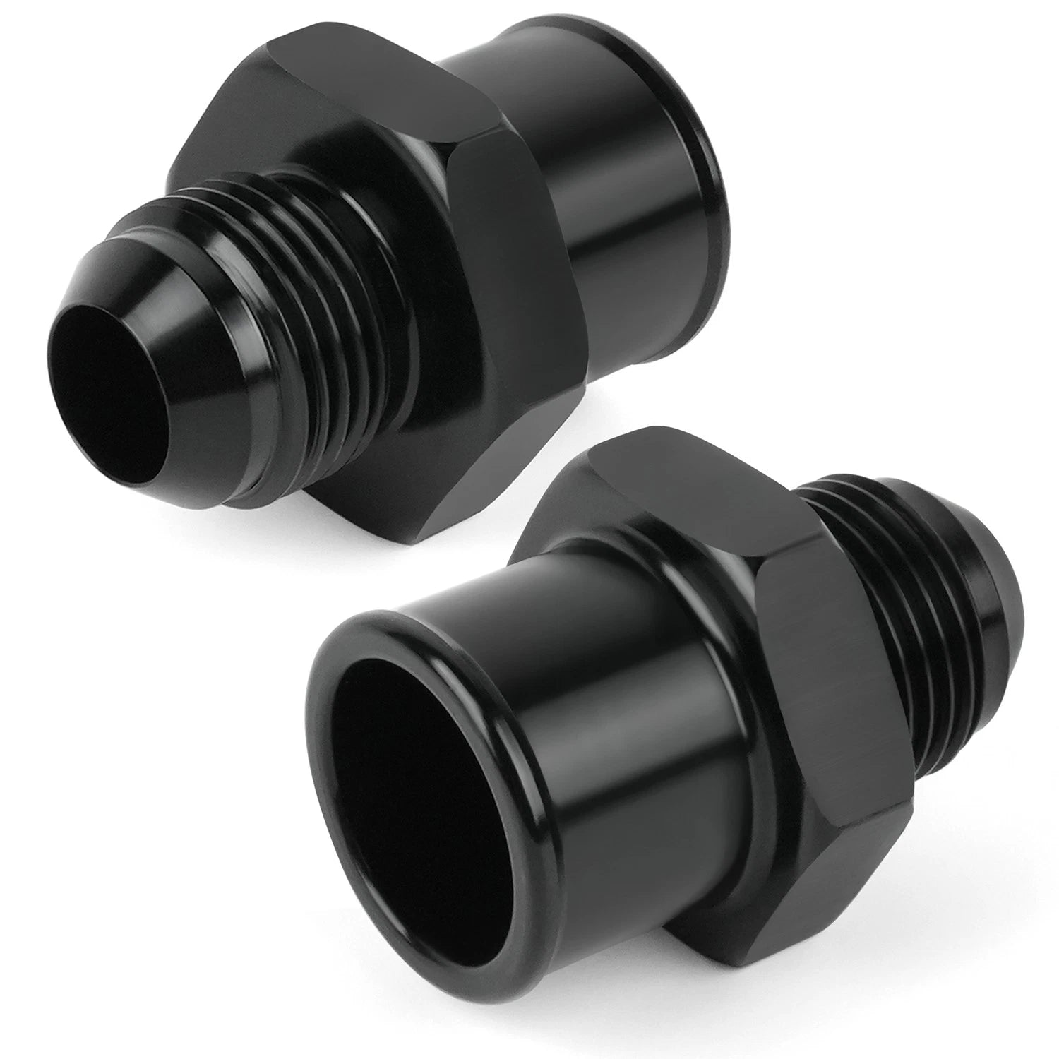 2X SBC 10AN Valve Cover Adapter Aluminum Fittings for Push-In Grommet Black