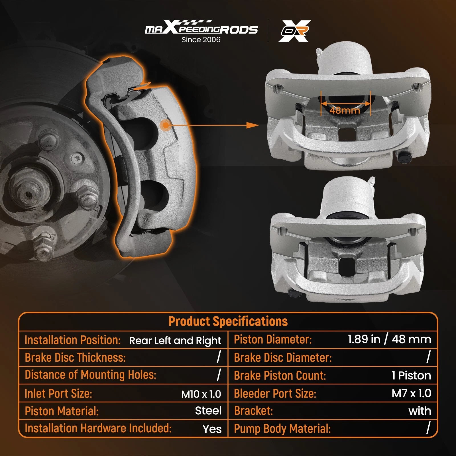 Rear Disc Brake Caliper Set for Toyota Tundra Sequoia (2008–2017) 19-B3277 19B3276