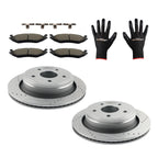 Rear Drilled & Slotted Brake Rotors w/Ceramic Pads for Chrysler Aspen (2007–2009)