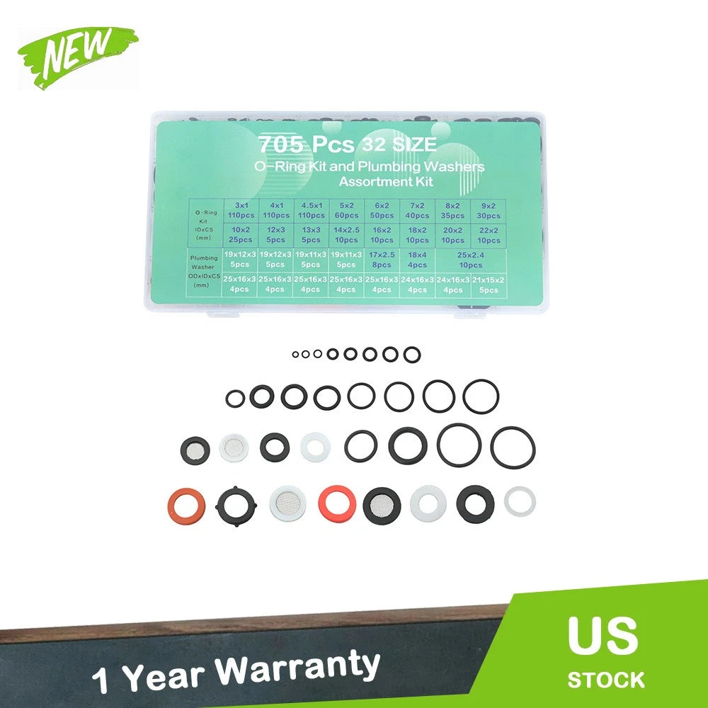 Set of 32 Sealed Gaskets and O-Rings for Automotive Applications