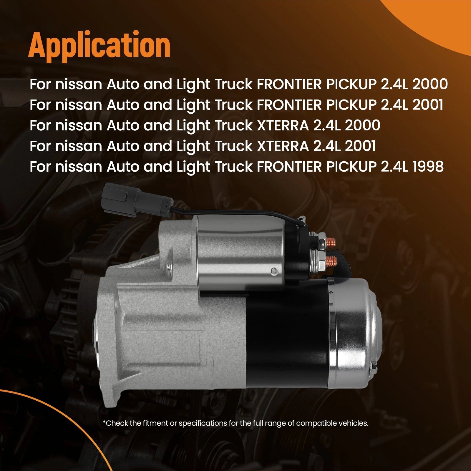 Starter Motor for Nissan Frontier Xterra 2.4L (1998–2001) 112368 1.4KW