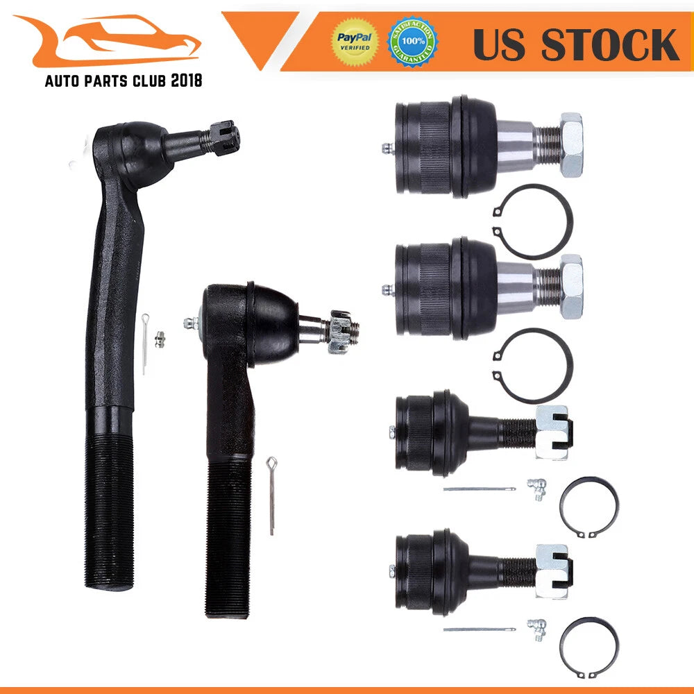 Set of 6 Front Ball Joints & Outer Tie Rod Ends for Dodge Ram 2500 3500 (1998–1999)