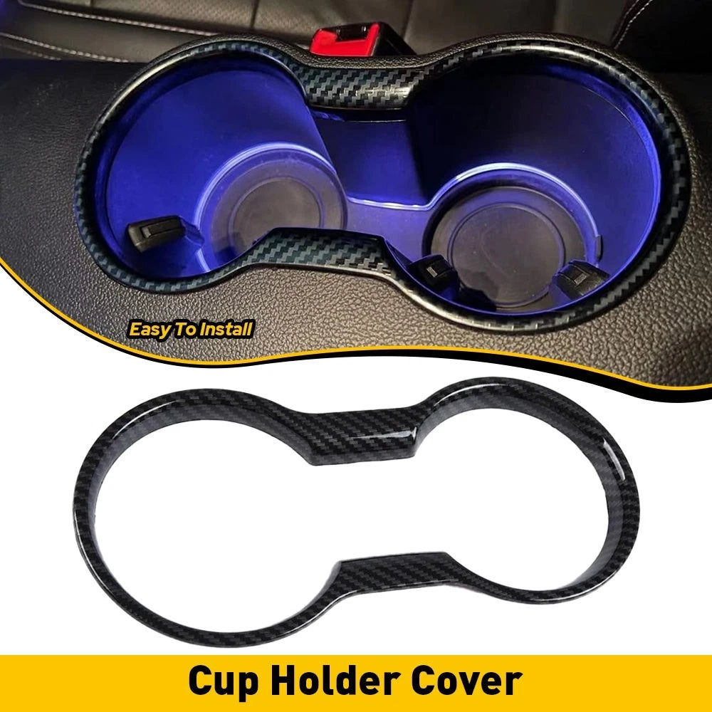 Carbon Fiber Cup Holder Cover for Ford Mustang (2015–2021)