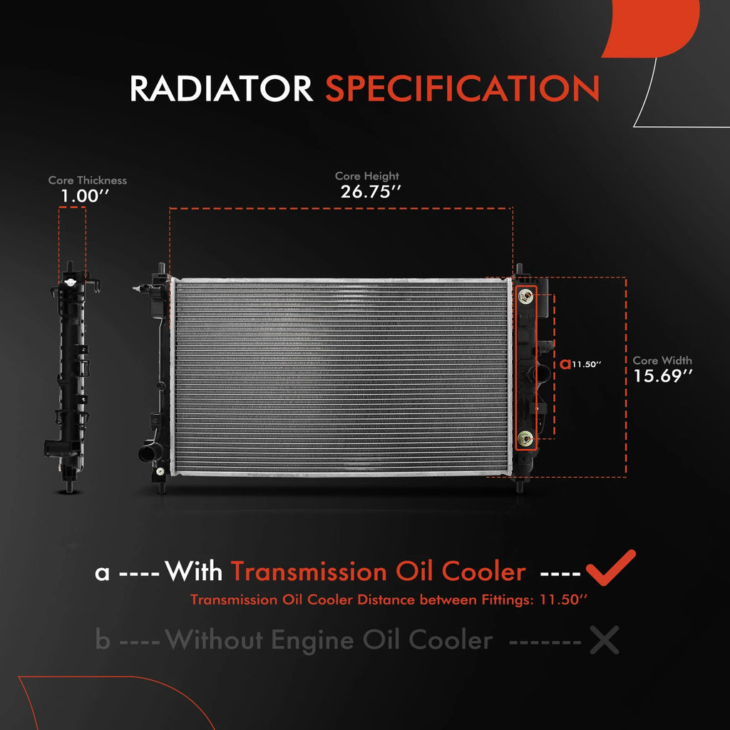 Radiator with Oil Cooler for Chevy Impala, Cadillac XTS (2014–2015)