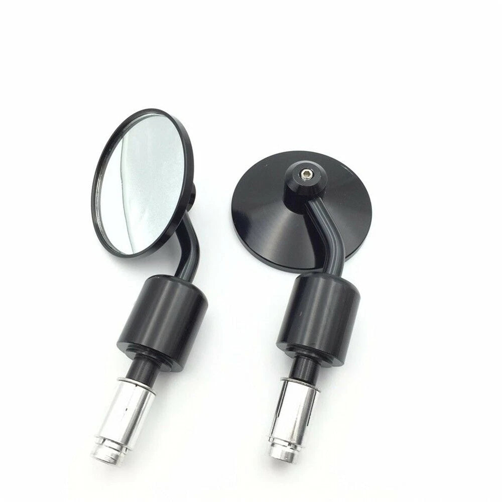 CNC Black Round Bar End Mirrors 1" 25mm for Motorcycle