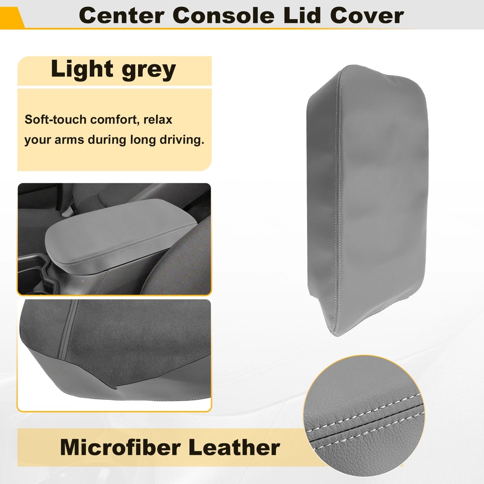Console Lid Armrest Cover for Dodge RAM 1500 2500 3500 (2002–2008) Gray Leather