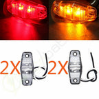 4X Amber/Red LED Side Light Marker Trailer Turn Clearance Lamp 12V Oval 2.5"