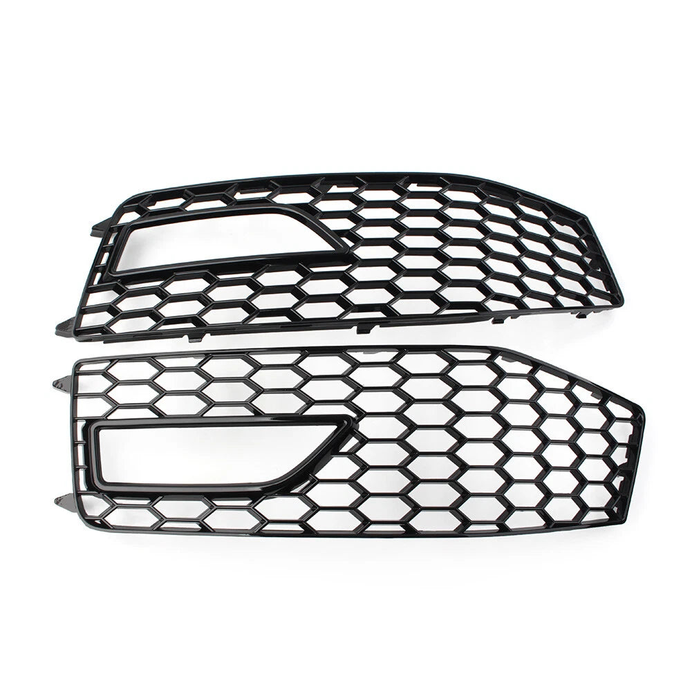 2X Honeycomb Front Bumper Fog Light Grille Cover for Audi A4 B8.5 S4 RS4