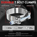 8PC Stainless T-Bolt Clamp Set for Turbo Exhaust Intercooler Silicone Coupler