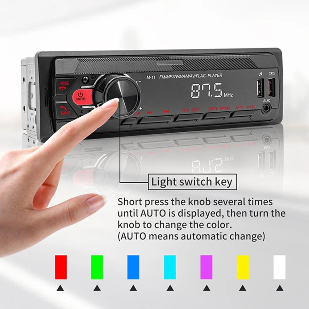12V Car MP3 Player with AUX and Colorful Lights for Universal Fit