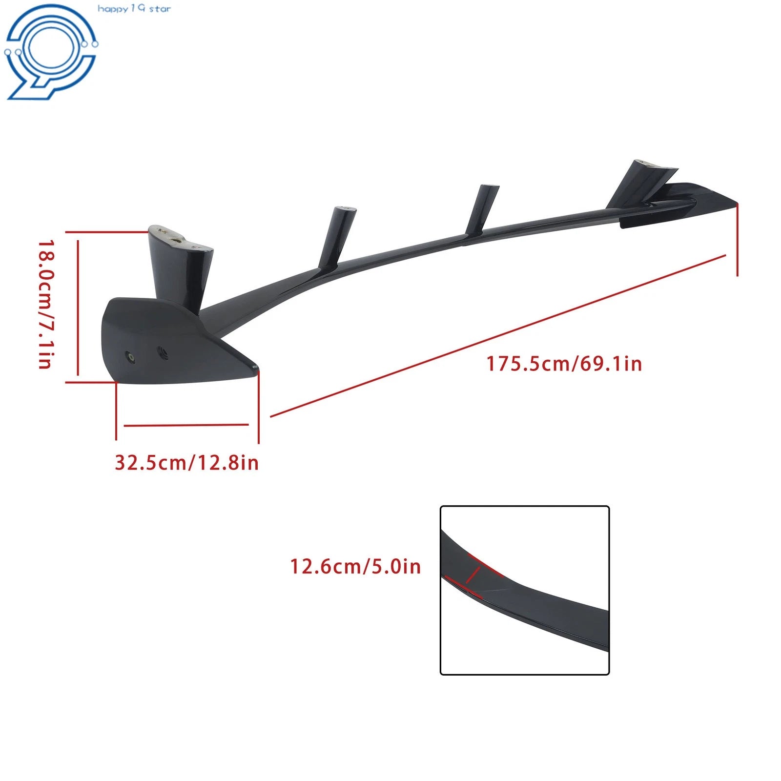 Spoiler Lip for Chevrolet Corvette C8 (2020–2025) Gloss Black High Wing Style