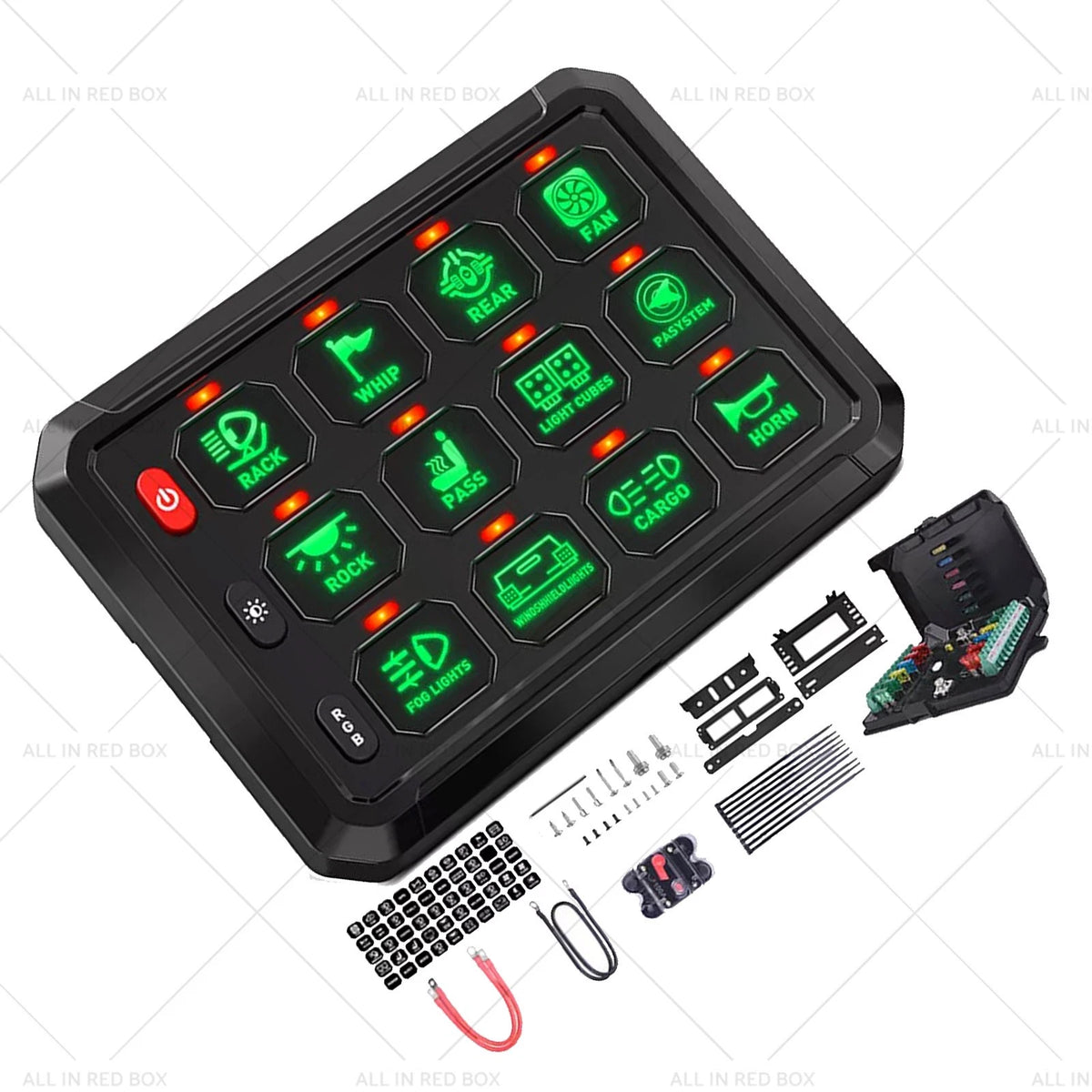 12 Gang Auxiliary LED Control Panel for Truck SUV UTE (12V 24V)