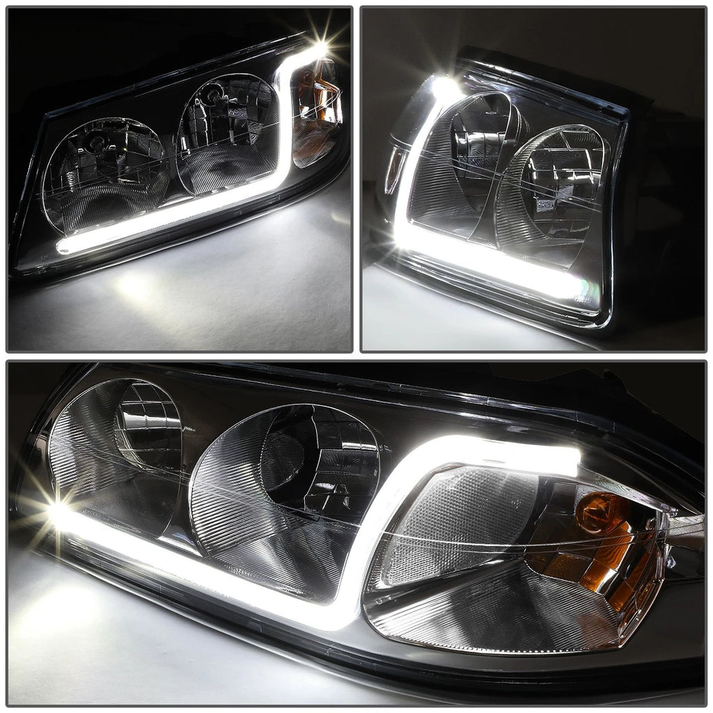 LED DRL Tube Chrome Clear Signal Headlights for Chevy Impala (2000–2005)
