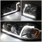LED DRL Tube Chrome Clear Signal Headlights for Chevy Impala (2000–2005)
