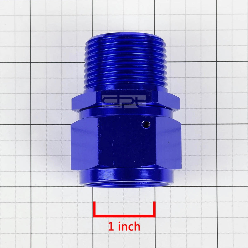16-AN Female Flare to 1" NPT Male Blue Aluminum B-Nut Swivel Coupler Fitting