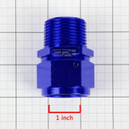 16-AN Female Flare to 1" NPT Male Blue Aluminum B-Nut Swivel Coupler Fitting