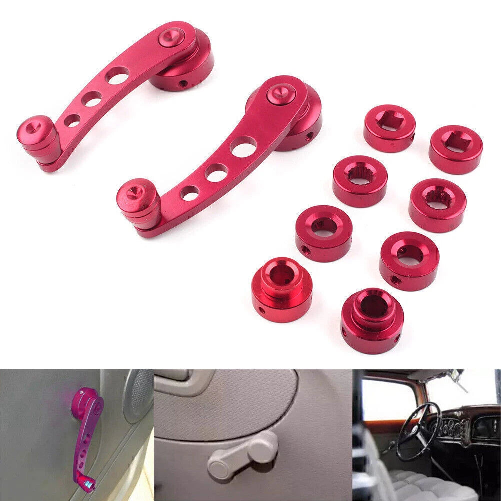 2X Aluminum Alloy Window Handle Winder Crank Red for Universal Fit