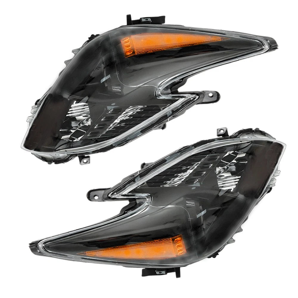 Set of 2 Black Halogen Headlights for Toyota Prius (2012–2015)