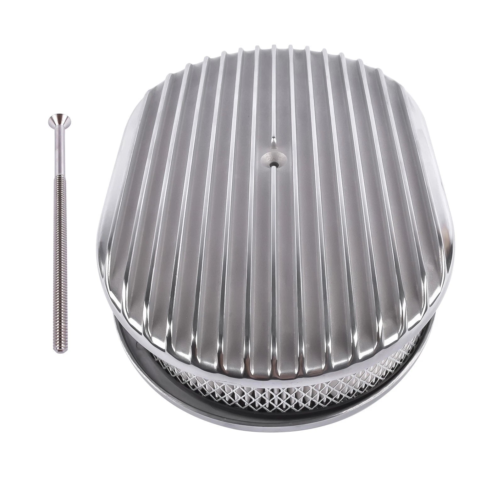 12" Oval Aluminum Full Finned Air Cleaner for Chevy Ford