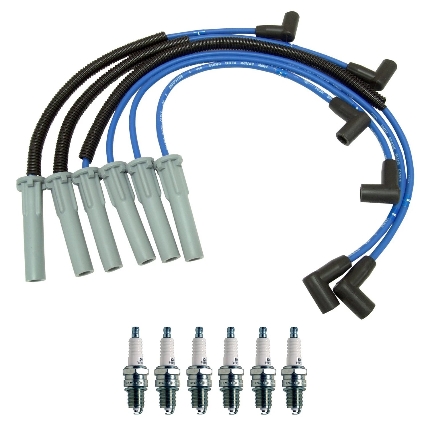 NGK Wire Set & Denso Spark Plugs Kit for Dodge Grand Caravan (2001–2007)