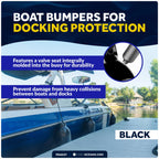 Set of 4 Inflatable Ribbed Marine Boat Fenders 4.5" x 16" Black
