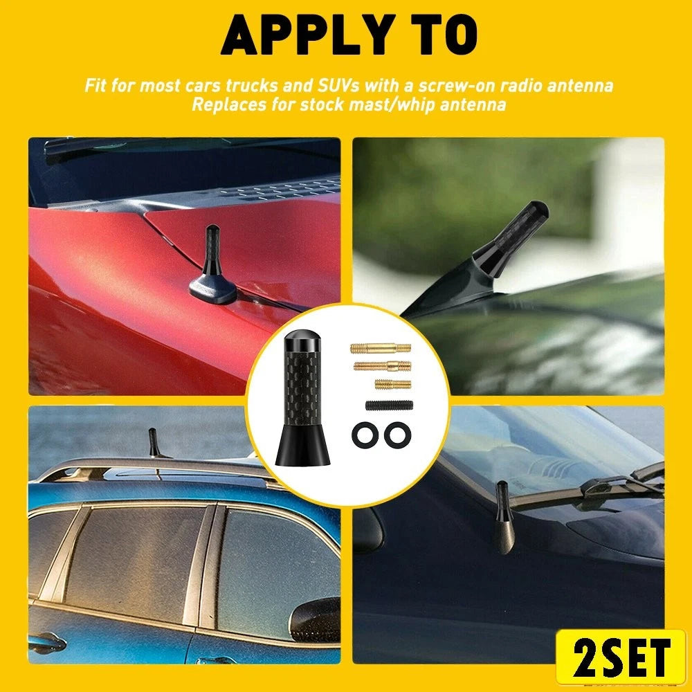 Set of 2 Carbon Fiber Antennas for Universal Car FM Radio (1.4 Inches)