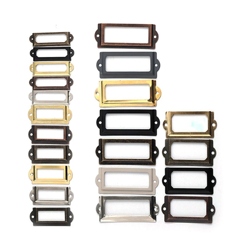 12pc Metal Drawer Label Tag Pull Handle for File Case