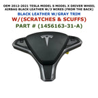 Driver Wheel Airbag for Tesla Model S Model X (2012–2021) BLACK LEATHER 1456163-31-A