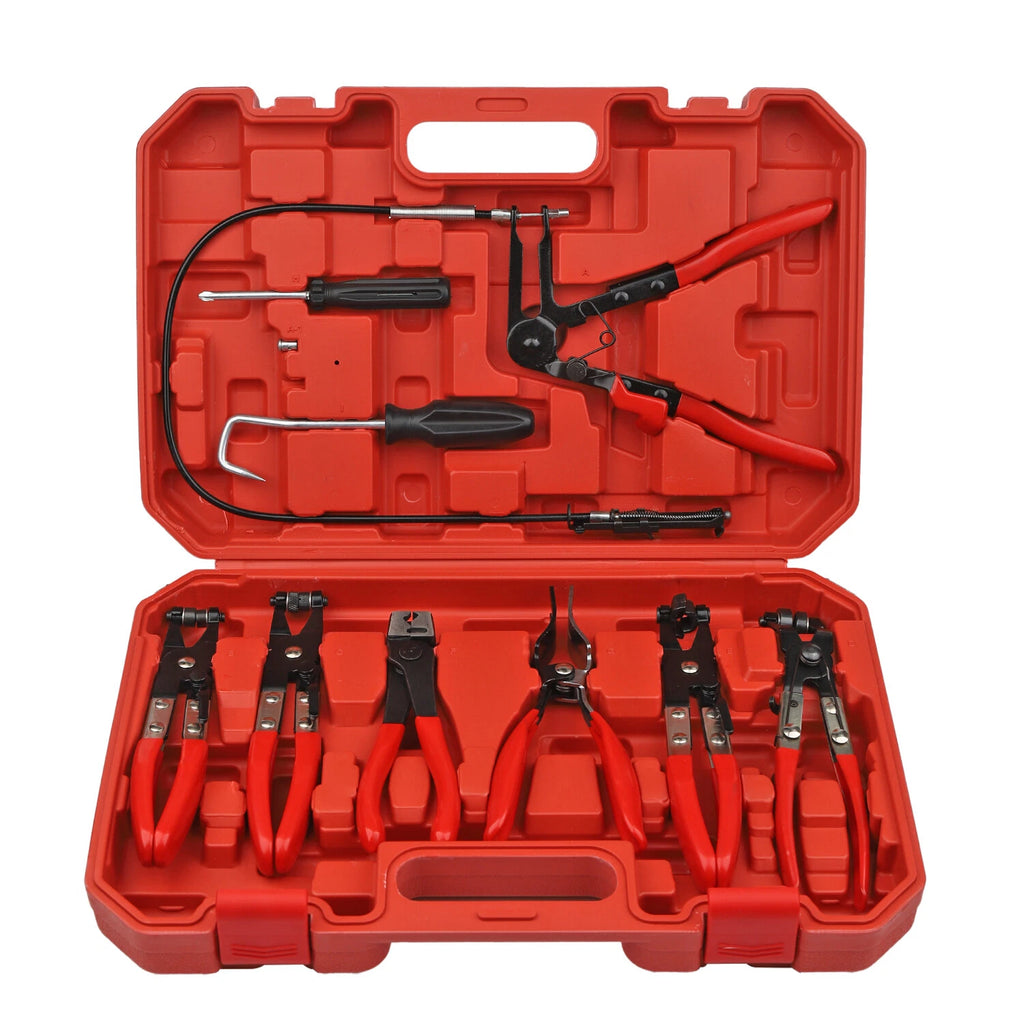 9PCS Hose Clamp Plier Tool Set for Flexible Hoses (Swivel Jaw, Flat, Angled)