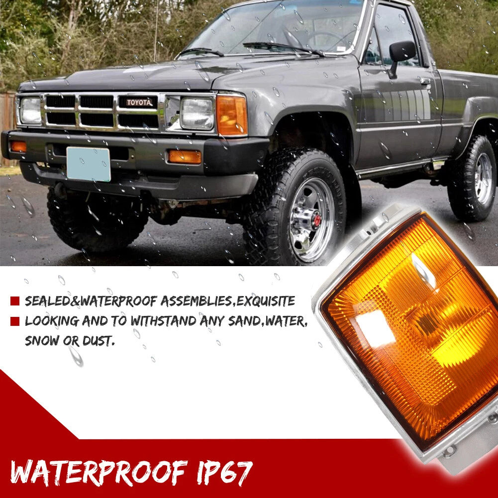 2X Amber Front Bumper Corner Lights for Toyota Pickup & 4Runner (1984–1986)
