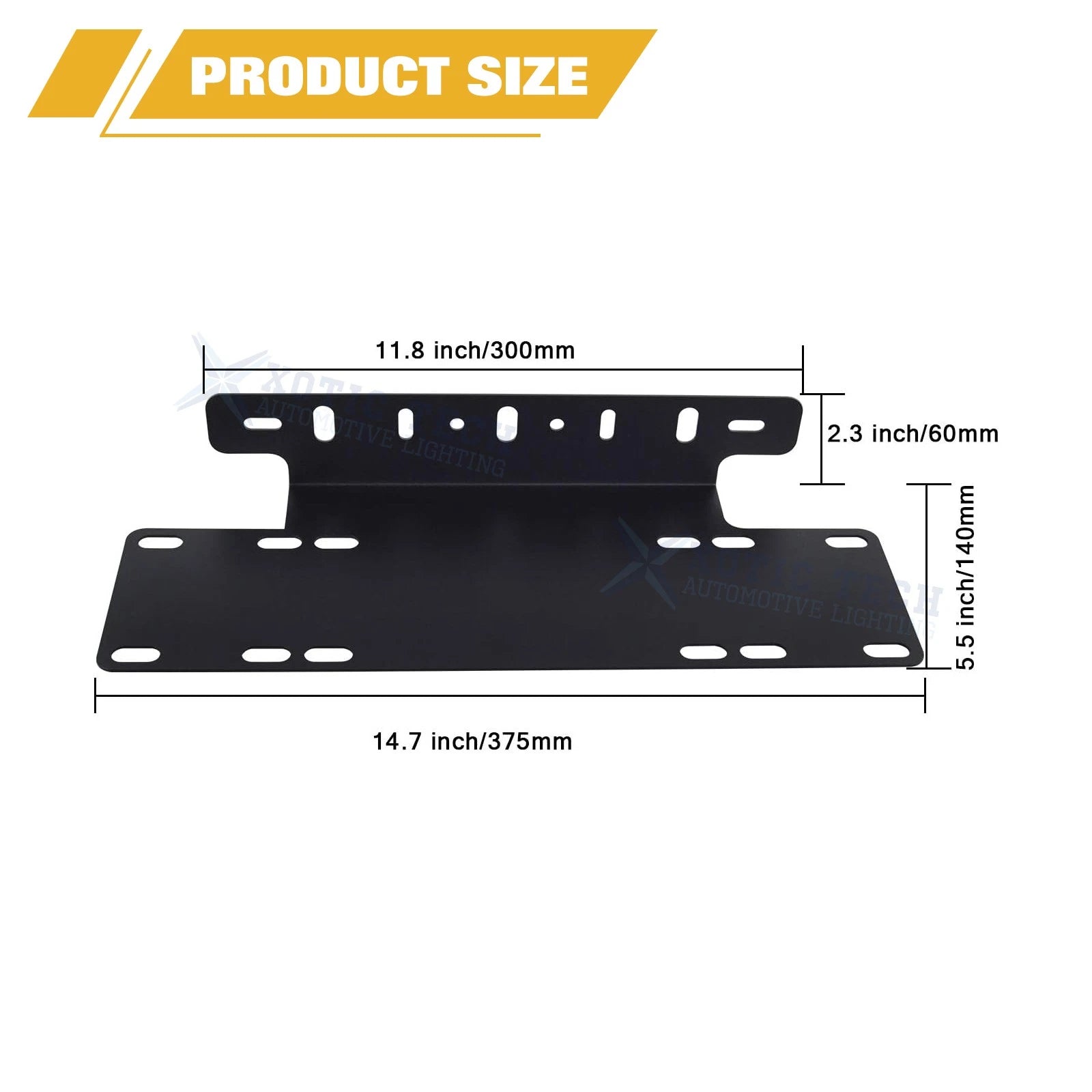 Front License Plate Mount Bracket Holder for Off Road LED Work Light (14.7")