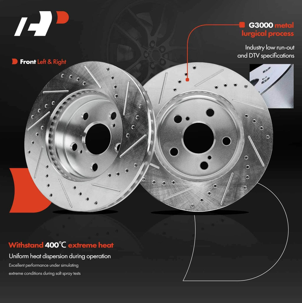 Front Drilled Brake Rotors for Toyota Corolla Prius AWD-e (2019–2021)