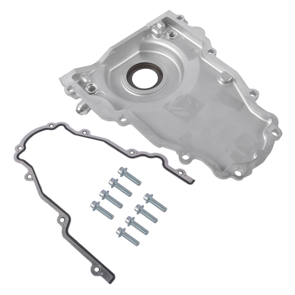 Timing Cover with 10AN Turbo Oil Drain Fittings for GM Gen III LS (1997–2009)