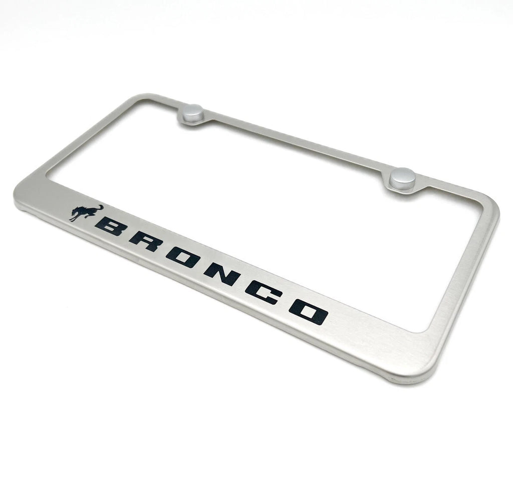 Brushed Stainless License Plate Frame for Ford Bronco (2021–2025) Script Logo
