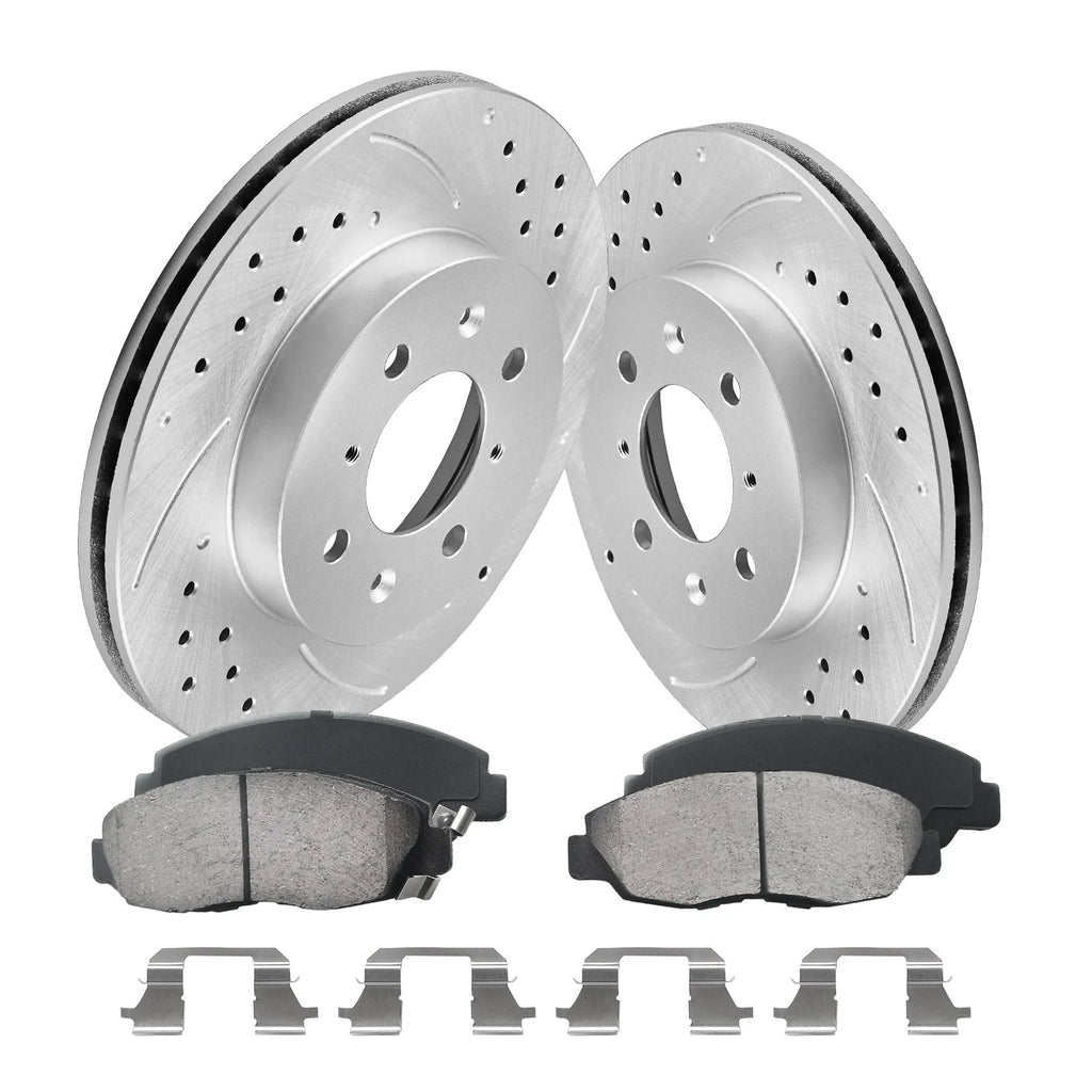 Front Drilled Slotted Brake Rotors & Ceramic Pads for Honda Civic (1996–2005)