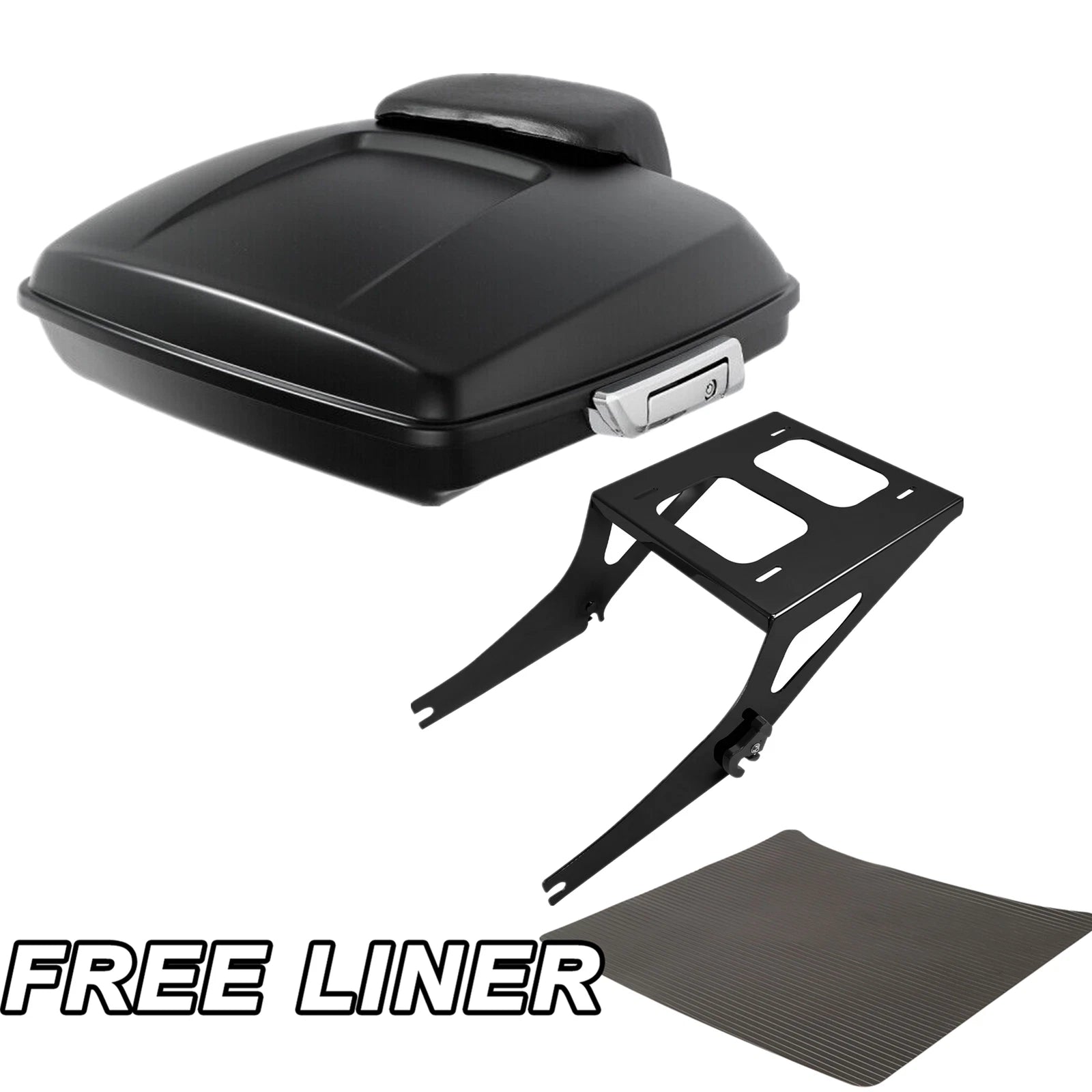 Matte Black Razor Trunk Backrest Pad Mount Rack for Harley Fatboy (2008–2017)