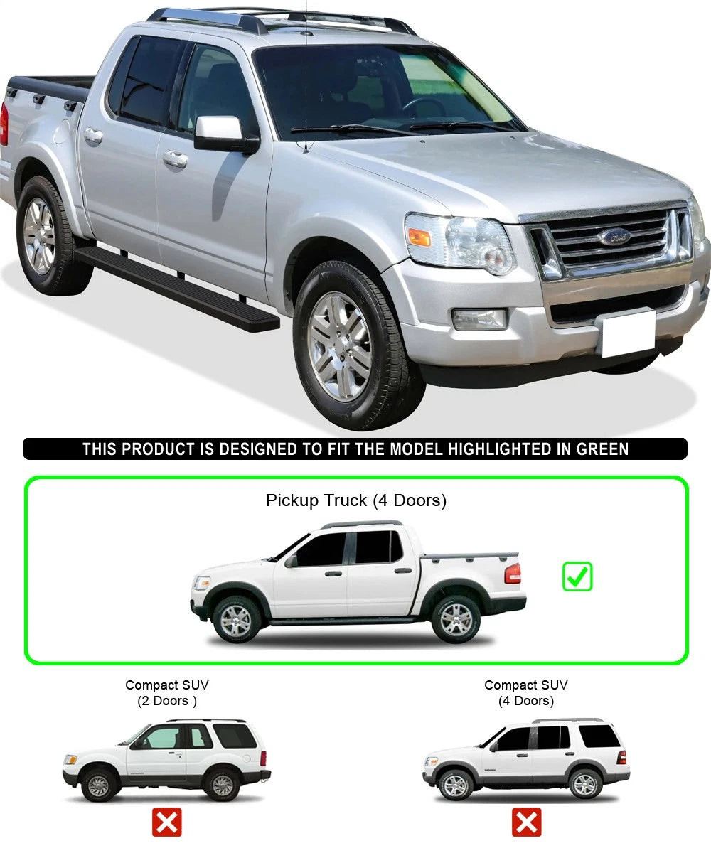 iBoard Running Boards 6" Matte Black for Ford Explorer Sport Trac (2007-2010)