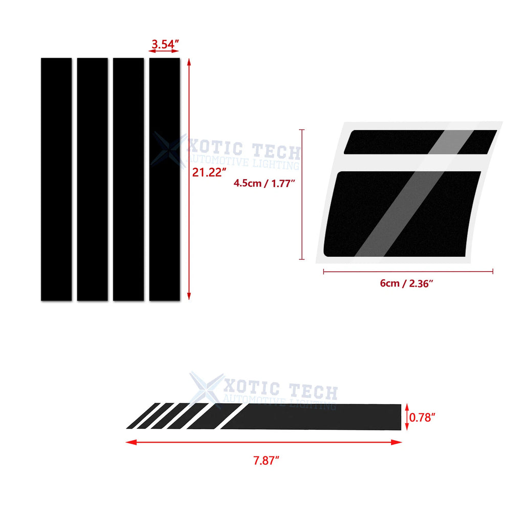 Universal Front Fender Hood Rearview Mirror and Wheel Hub Rim Stickers (---)