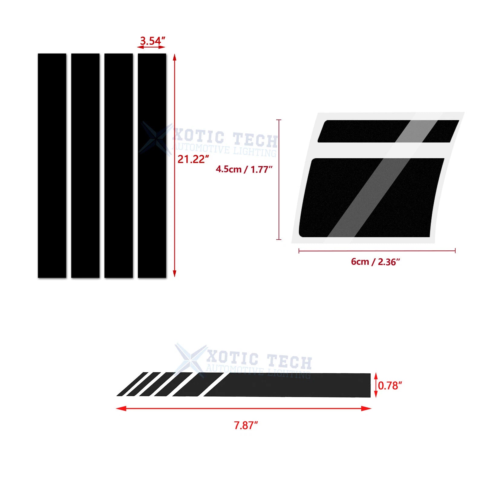 Universal Front Fender Hood Rearview Mirror and Wheel Hub Rim Stickers (---)