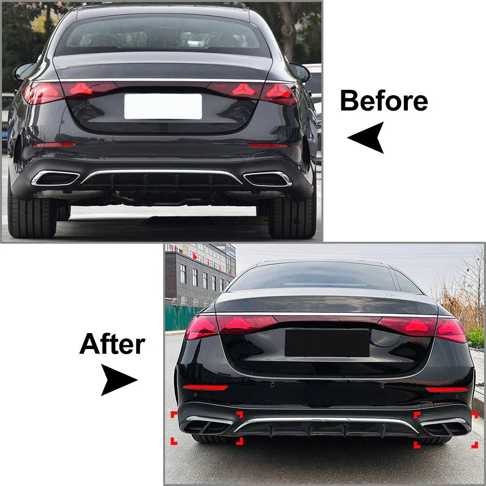 Black Rear Throat Exhaust Pipe Cover Trim for Mercedes Benz E Class (2024+)
