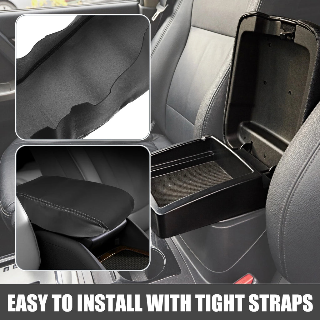 Center Console Armrest Cover for Dodge Charger (2008–2010) Black White Stitches