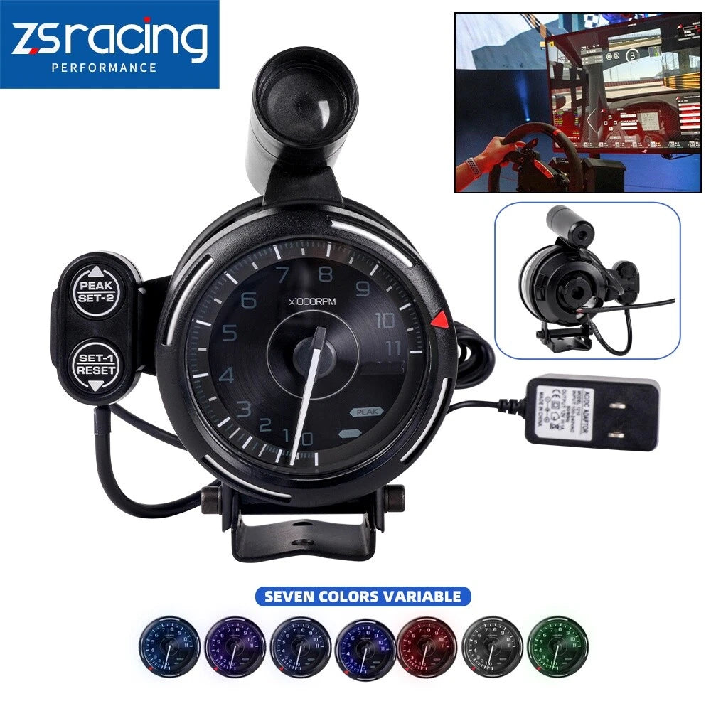 Tachometer Gauge 12V 0-11000 RPM 7 Color for Racing Simulation