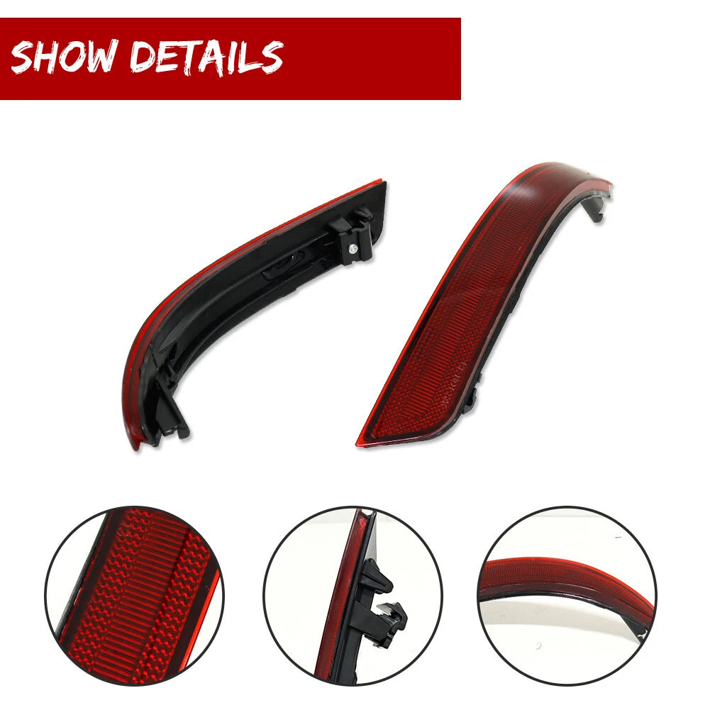 Set of 2 Red Lens Rear Bumper Reflector Lights for Infiniti QX60 (2016–2020)