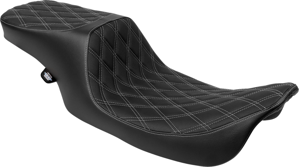 Predator 2-Up Seat for Harley Davidson (2014–2023) - Vinyl - Double Diamond - Silver