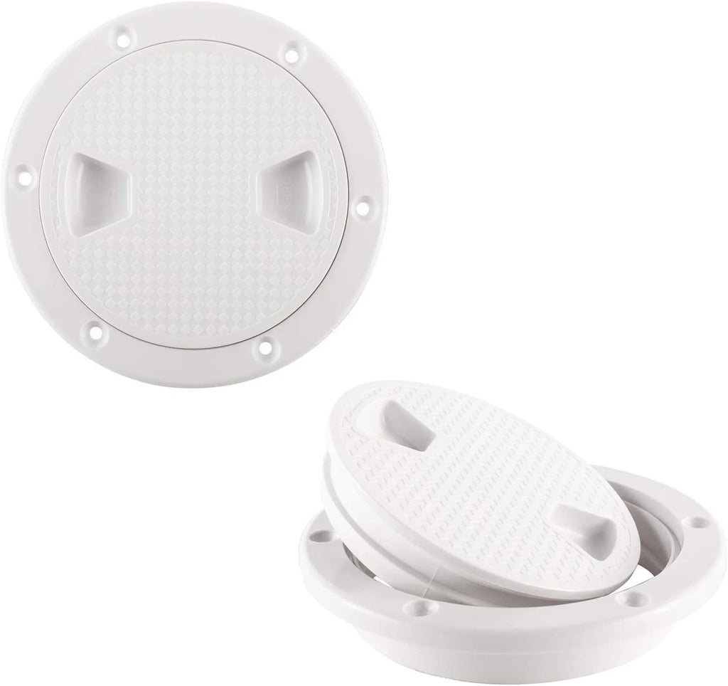 2X 4 Inch White ABS Marine Round Access Hatch Cover Non-Slip Deck Hatch